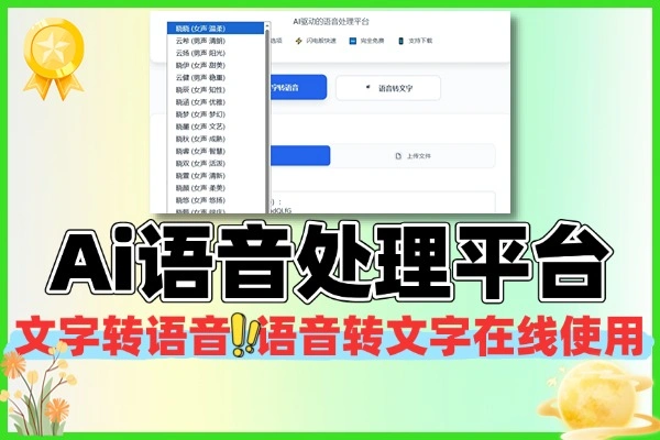Ai语音处理平台支持文字转语音+语音转文字在线使用